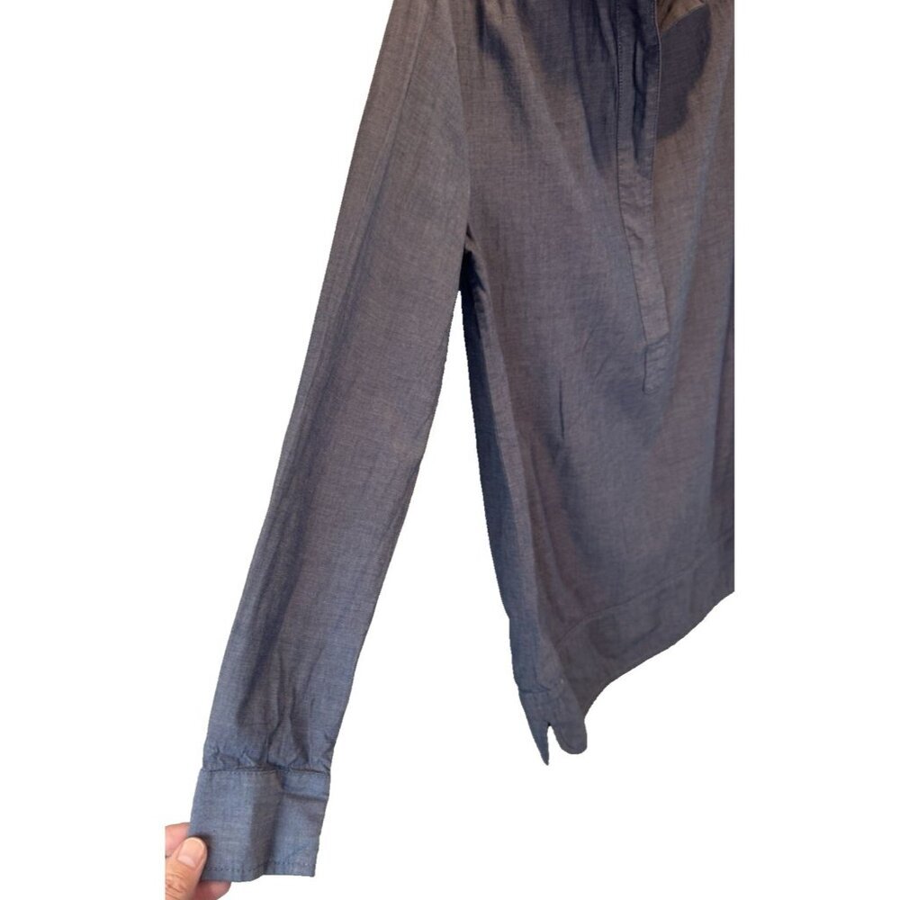 Womens Blue Chambray Long Sleeve Tunic Top XS Coastal‎ Minimalist Capsule Travel - Picture 4 of 9